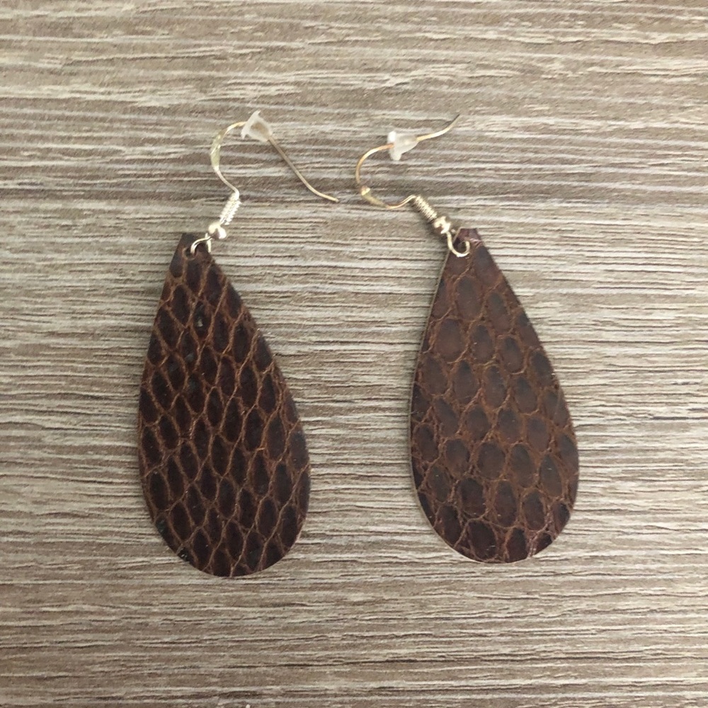 Brown leather earrings